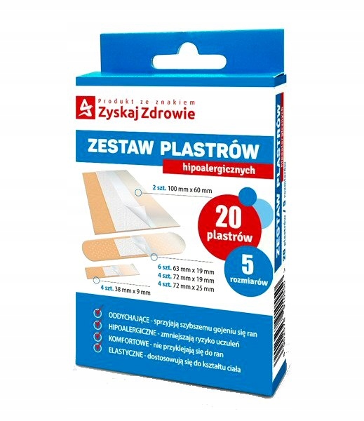 

Zestaw Plastrów Hipoalergicznych 20 szt 5rozmiarów