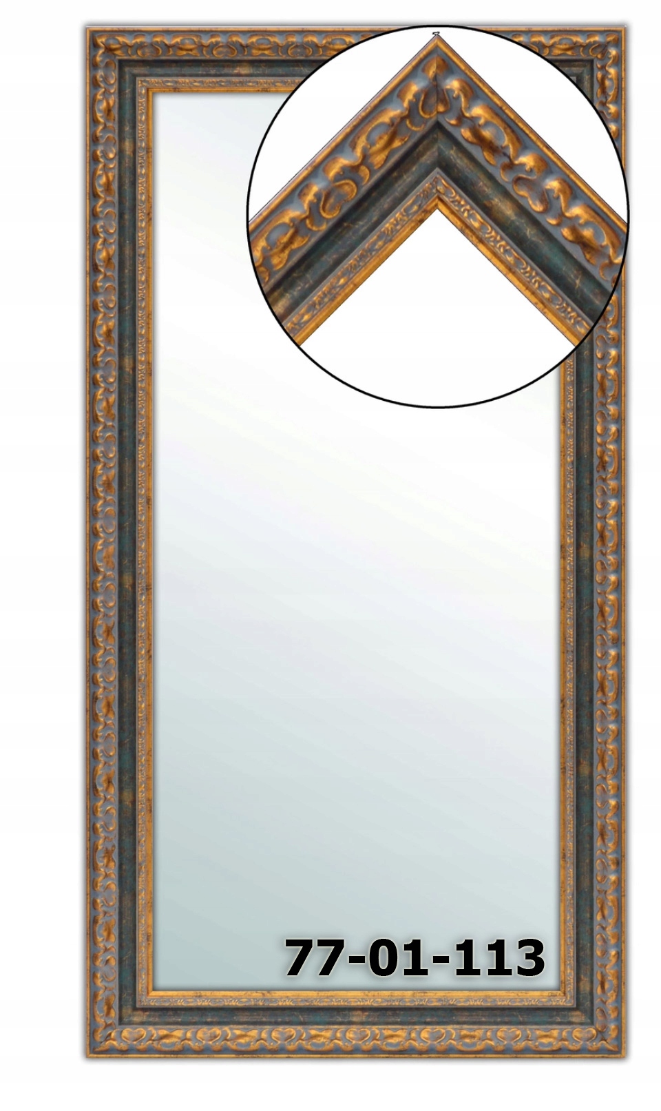 

Lustro w ramie stylowe 170x50 barokowe złote miedź