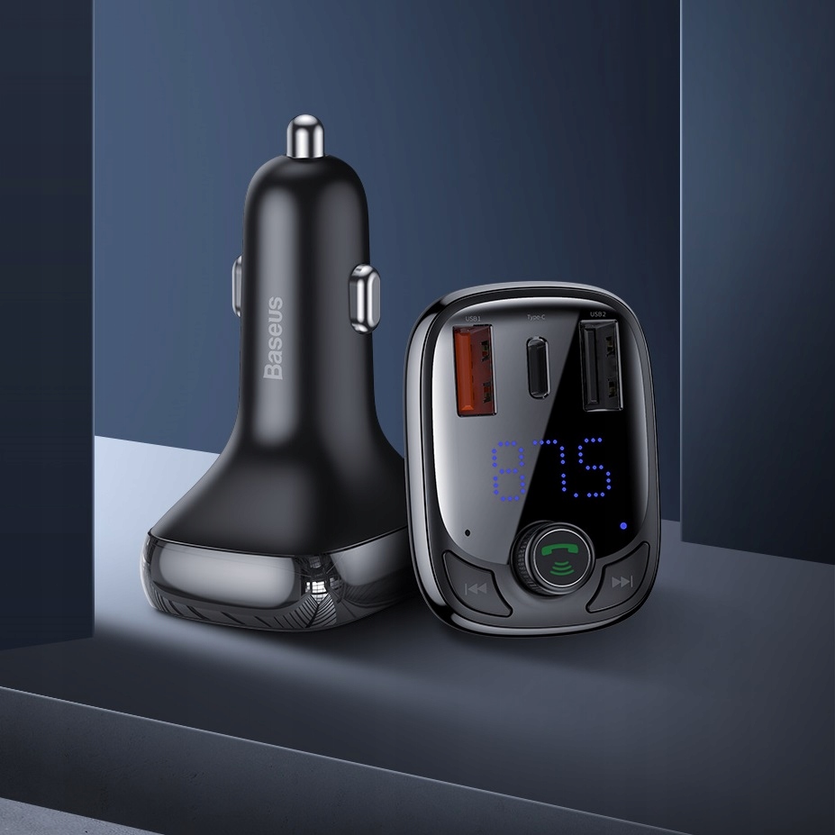 TRANSMITER FM BLUETOOTH DO AUTA 2x USB | SZYBKA ŁADOWARKA SAMOCHODOWA Marka Baseus