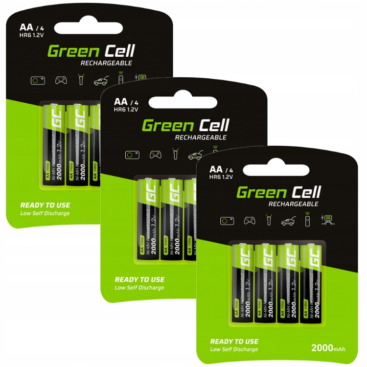 

12x Akumulatory Paluszki Green Cell R6/AA 2000mAh
