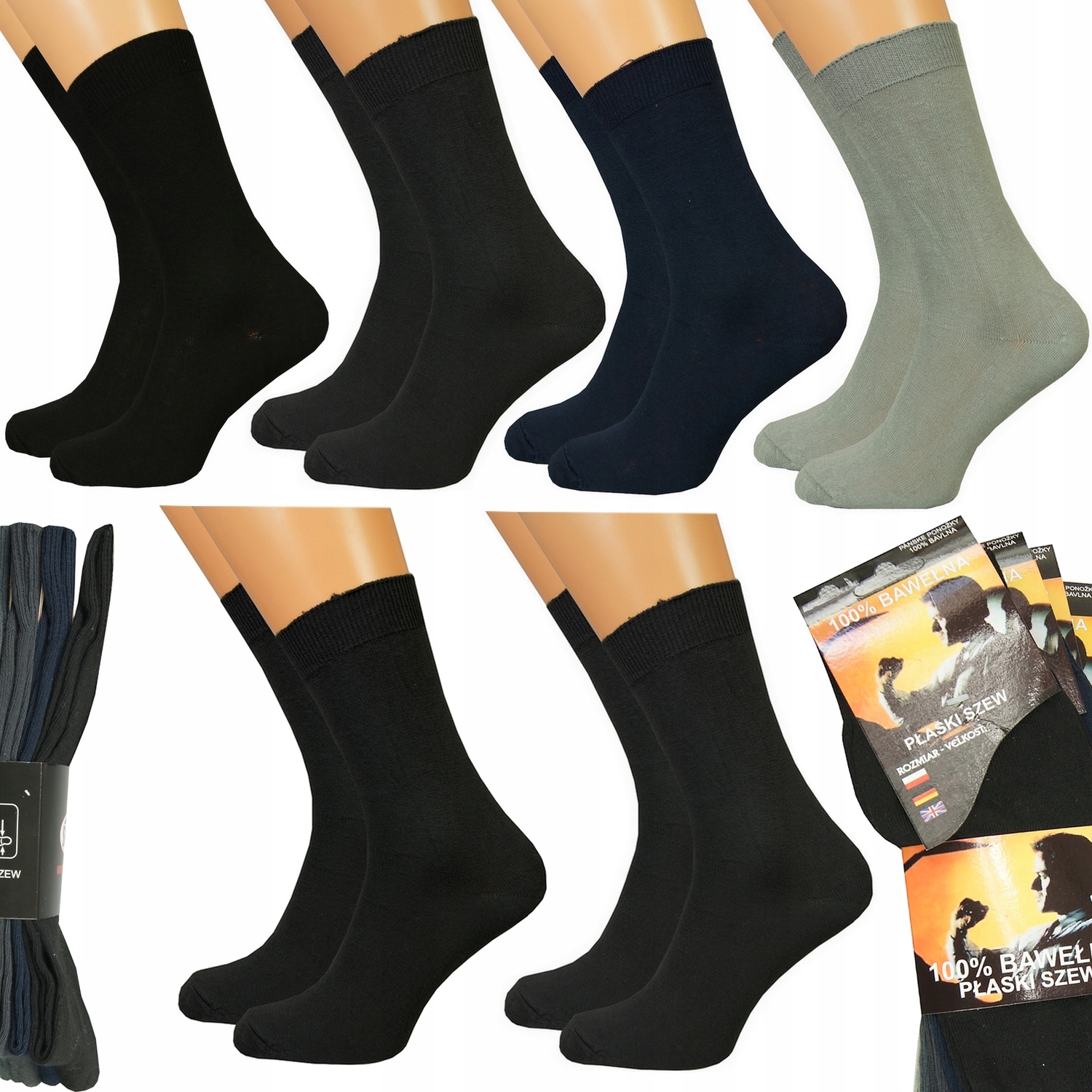 

6x Skarpety 100% Bawełniane Męskie Polskie M 43-46