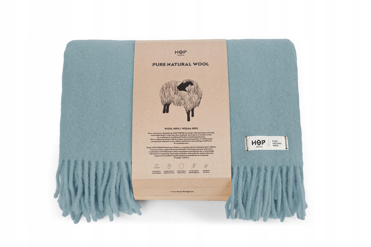 Deka Yeti Hop Design z vlny 145x205 Modrá