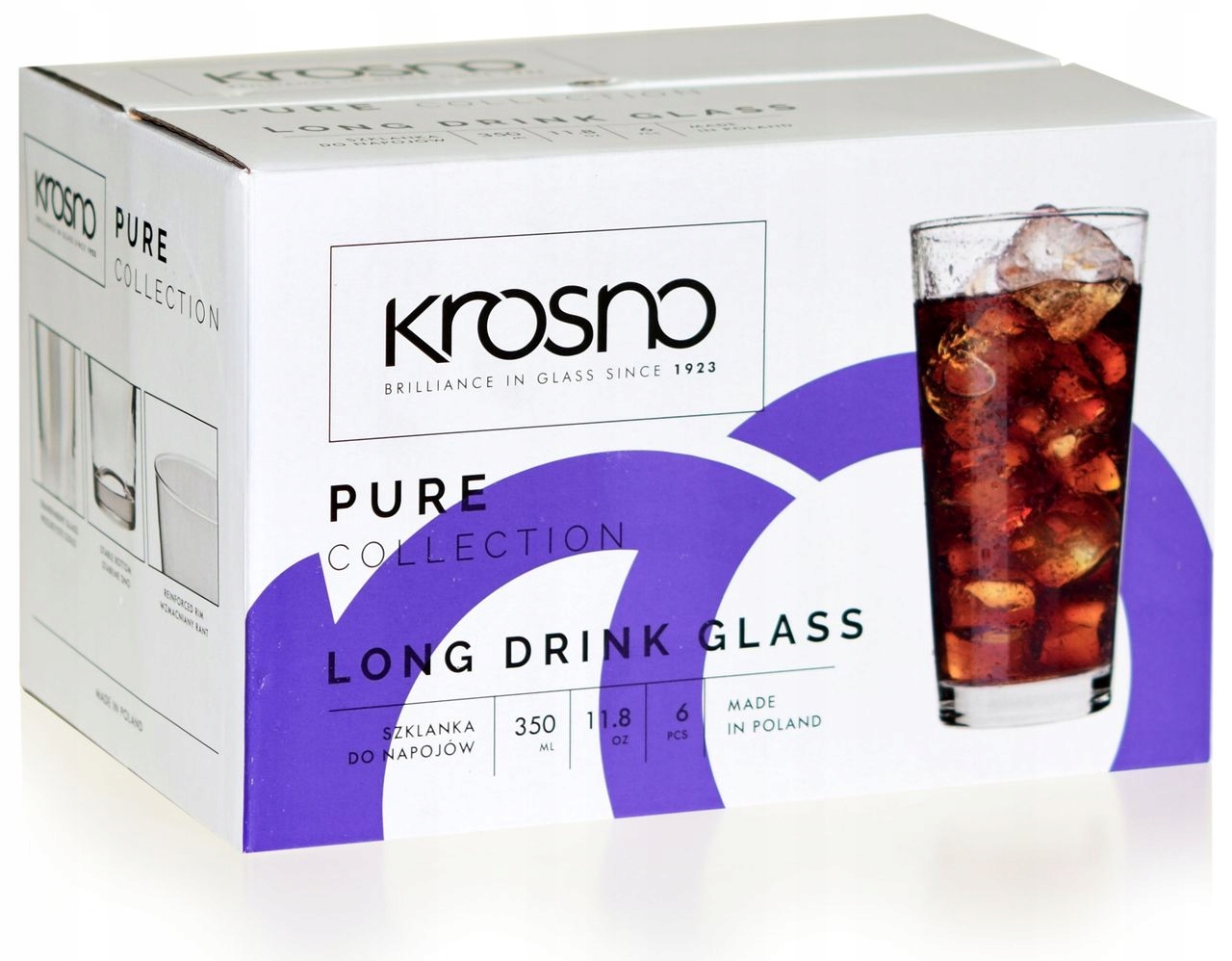 

Wysokie szklanki do napojów wody Krosno Pure 350ml