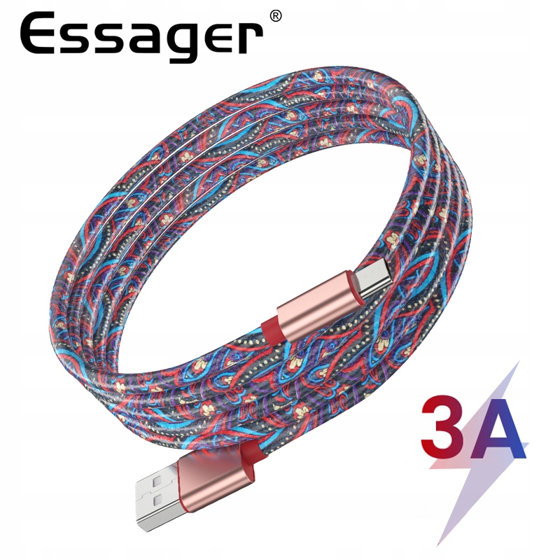Kabel USB ESSAGER 3A TYPE-C USB-C COLORS 1m FQ07 Kod producenta FQ07