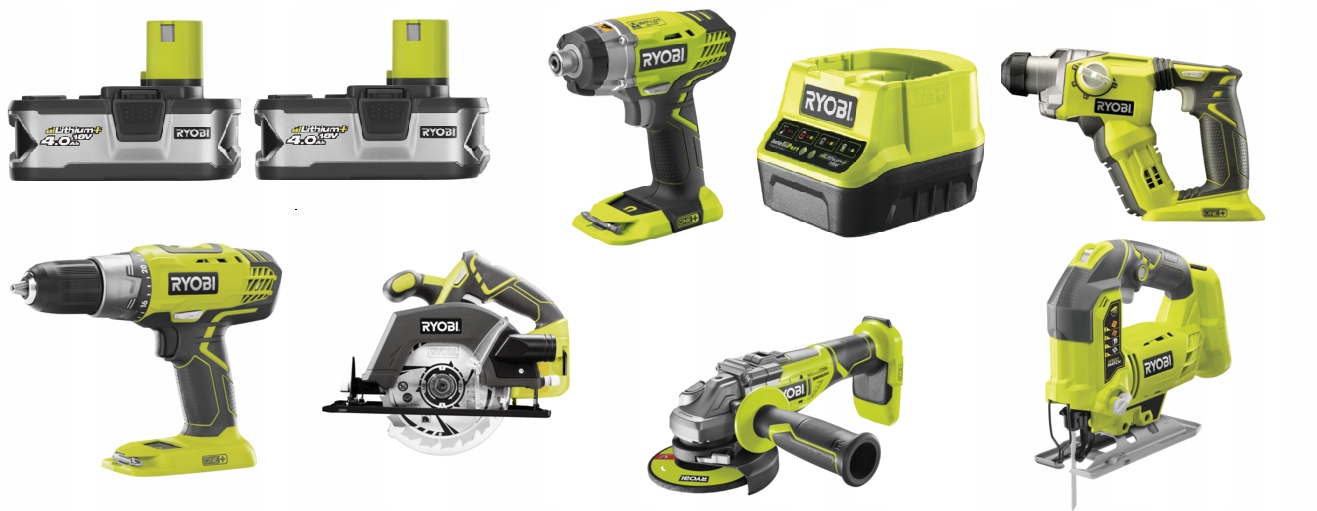 

Zestaw Elektronarzędzi 18V Ryobi Wkrętarka 2X4AH