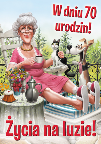 

Karnet na 70 Urodziny kartka + Koperta C5 kobieta
