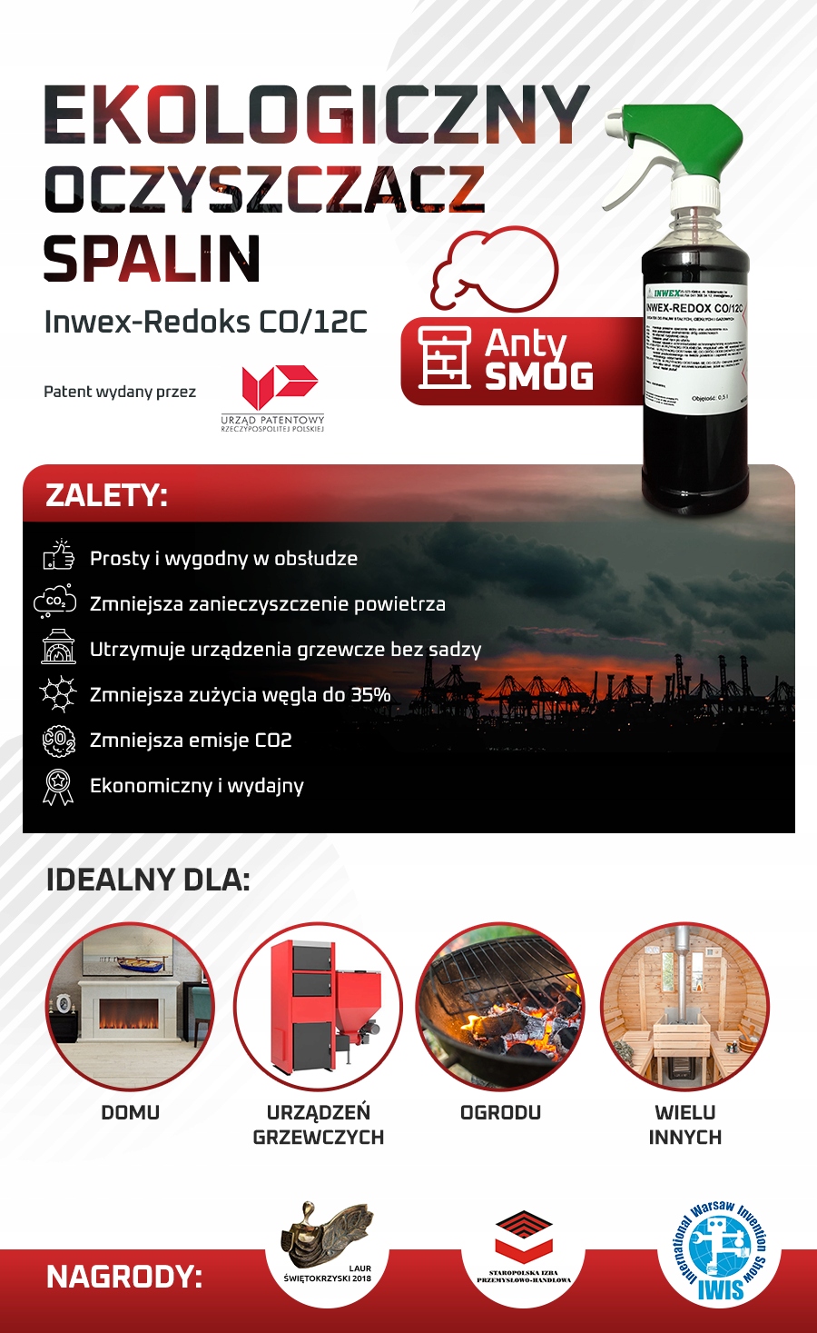 INWEX Redox CO/12C bez Sadzy do Grilla Pieca Komin Waga 0.58 kg