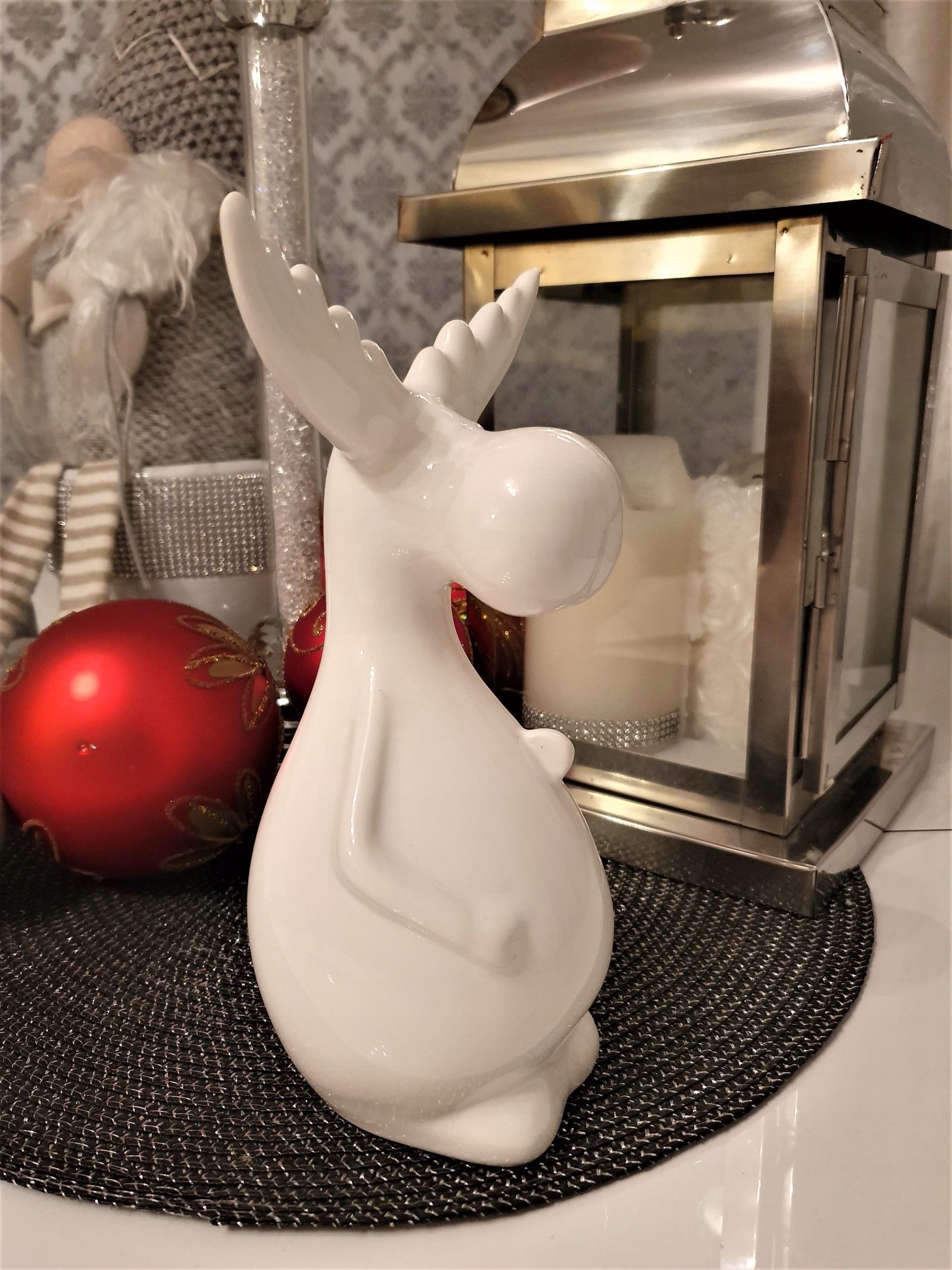 OZDOBA ŚWIĄTECZNA - RENIFER / ŁOŚ PĘKATY większy Szerokość produktu 13 cm