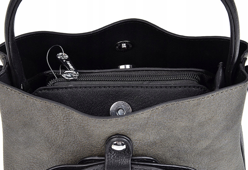 GALLANTRY TOREBKA damska KUFEREK pasek kolor szary z czarnym Wielkość mała (nie mieszcząca A4)