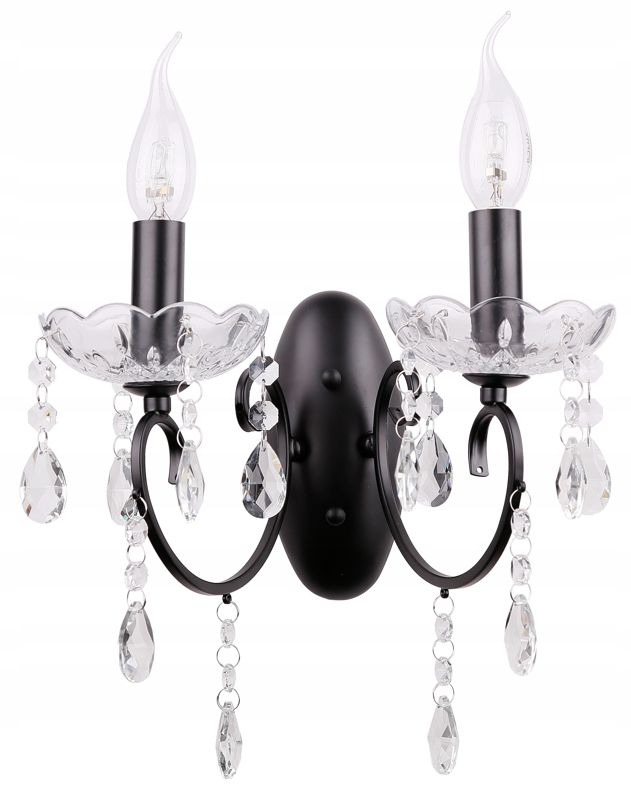 Černá nástěnná lampa s krystaly E14 Aurora Candellux