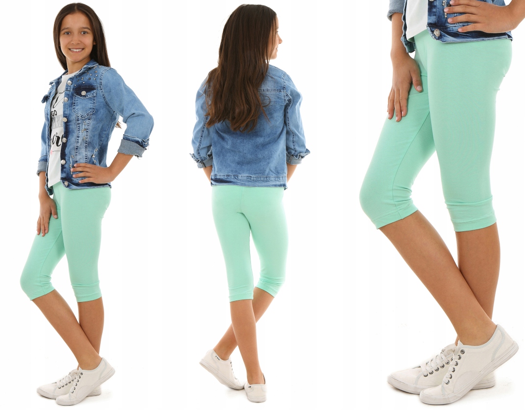 Legginsy 3/4, rybaczki 116-122 KROPEK MIĘTA