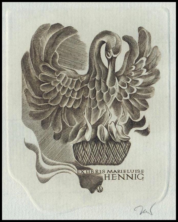 Jakubowski Wojciech 1991 Exlibris C2 Łabędż 681