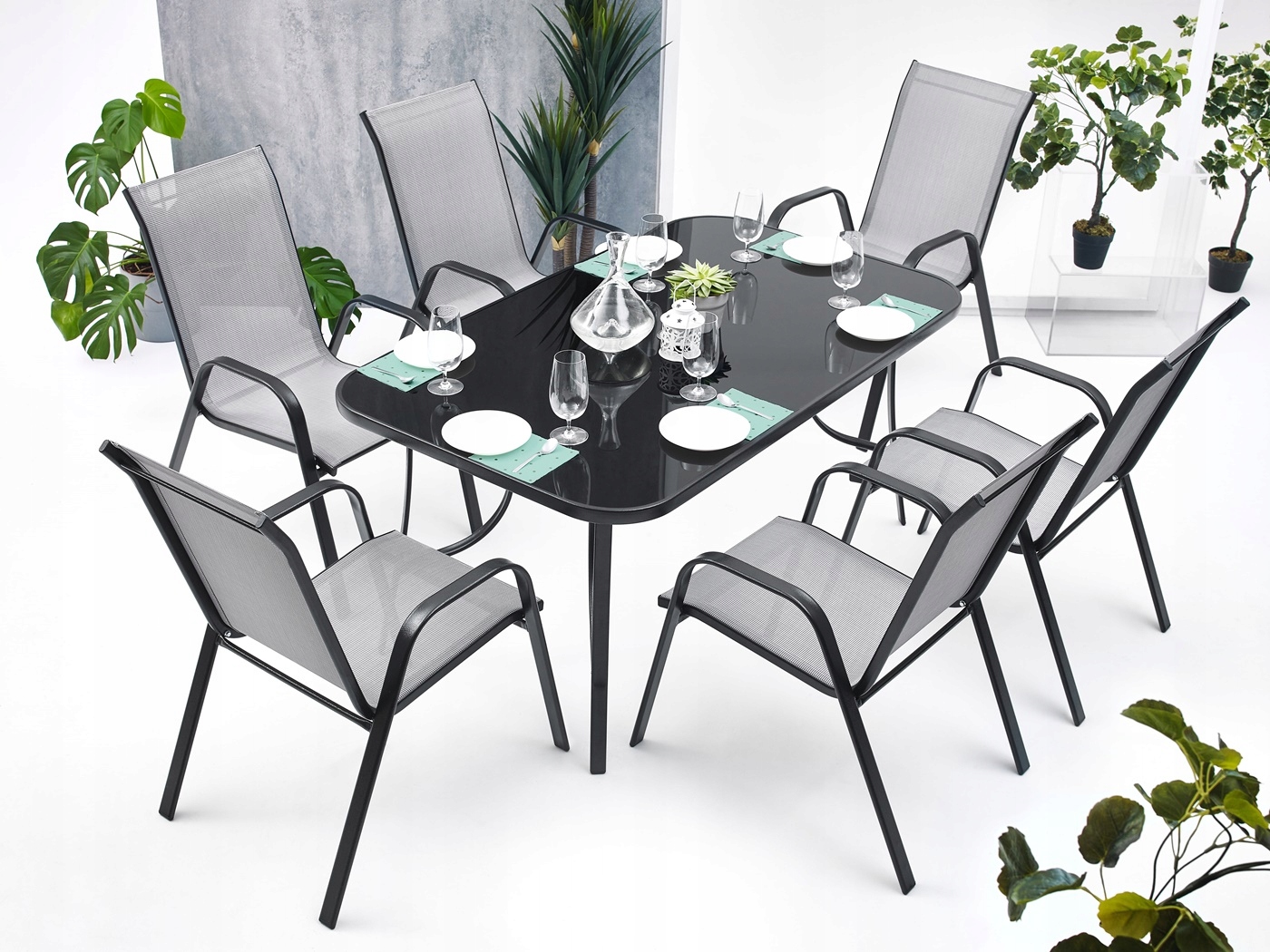 MEBLE OGRODOWE ZESTAW STÓŁ 6+1 NA TARAS BALKON Producent MAT-COMPANY