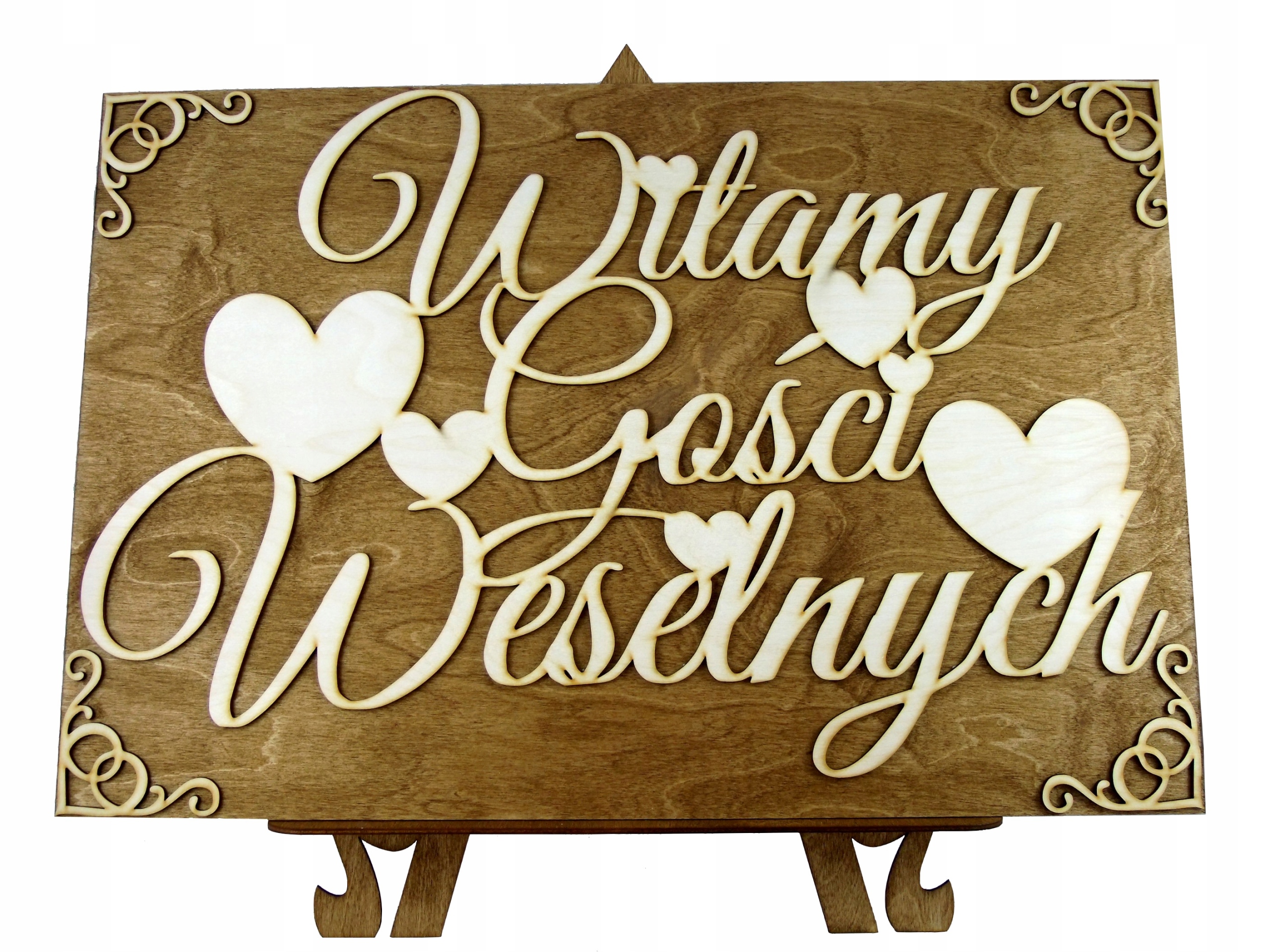 

Witamy Gości Weselnych Brązowa Sztaluga Stołowa
