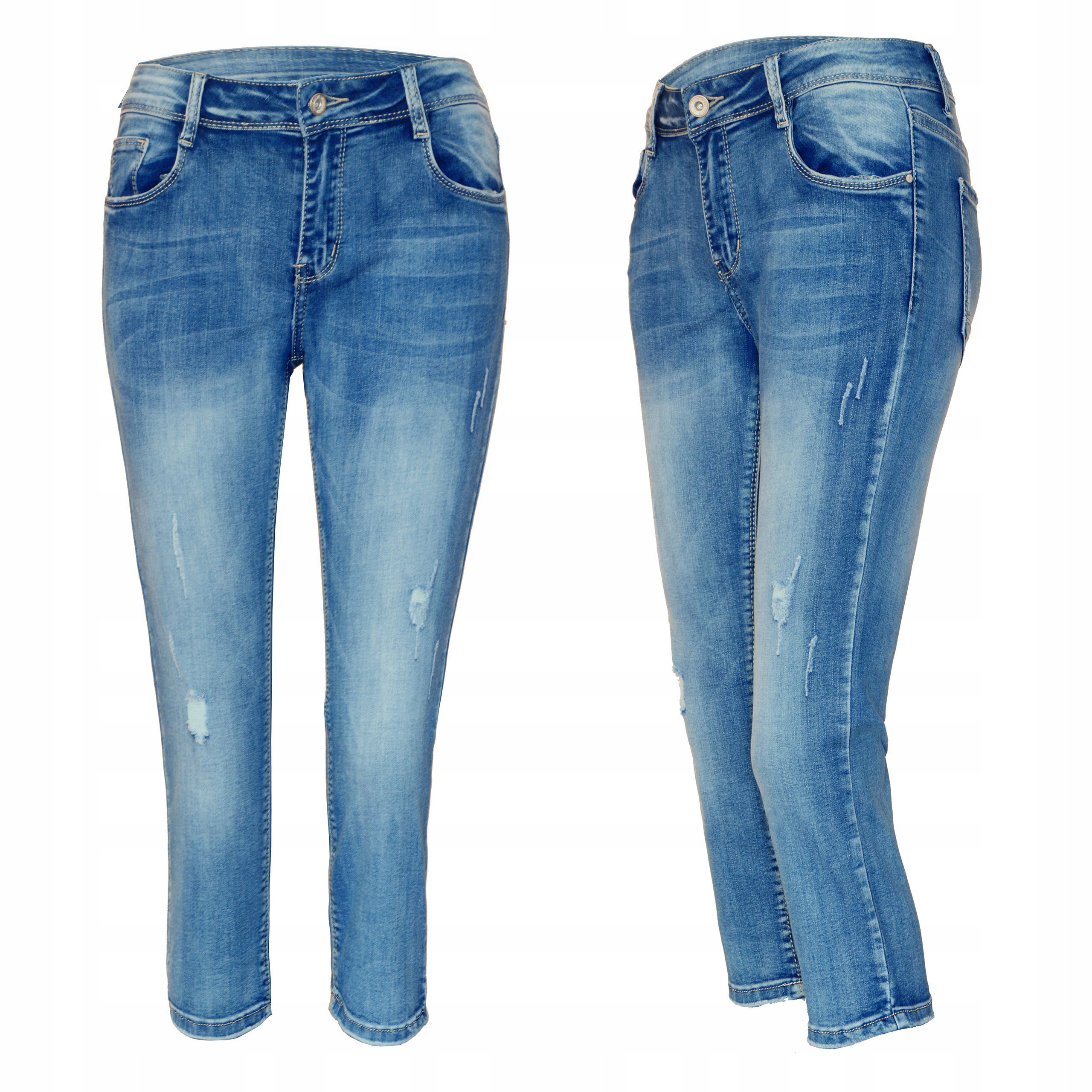 

spodnie jeansowe Rybaczki stretch Dziury 38