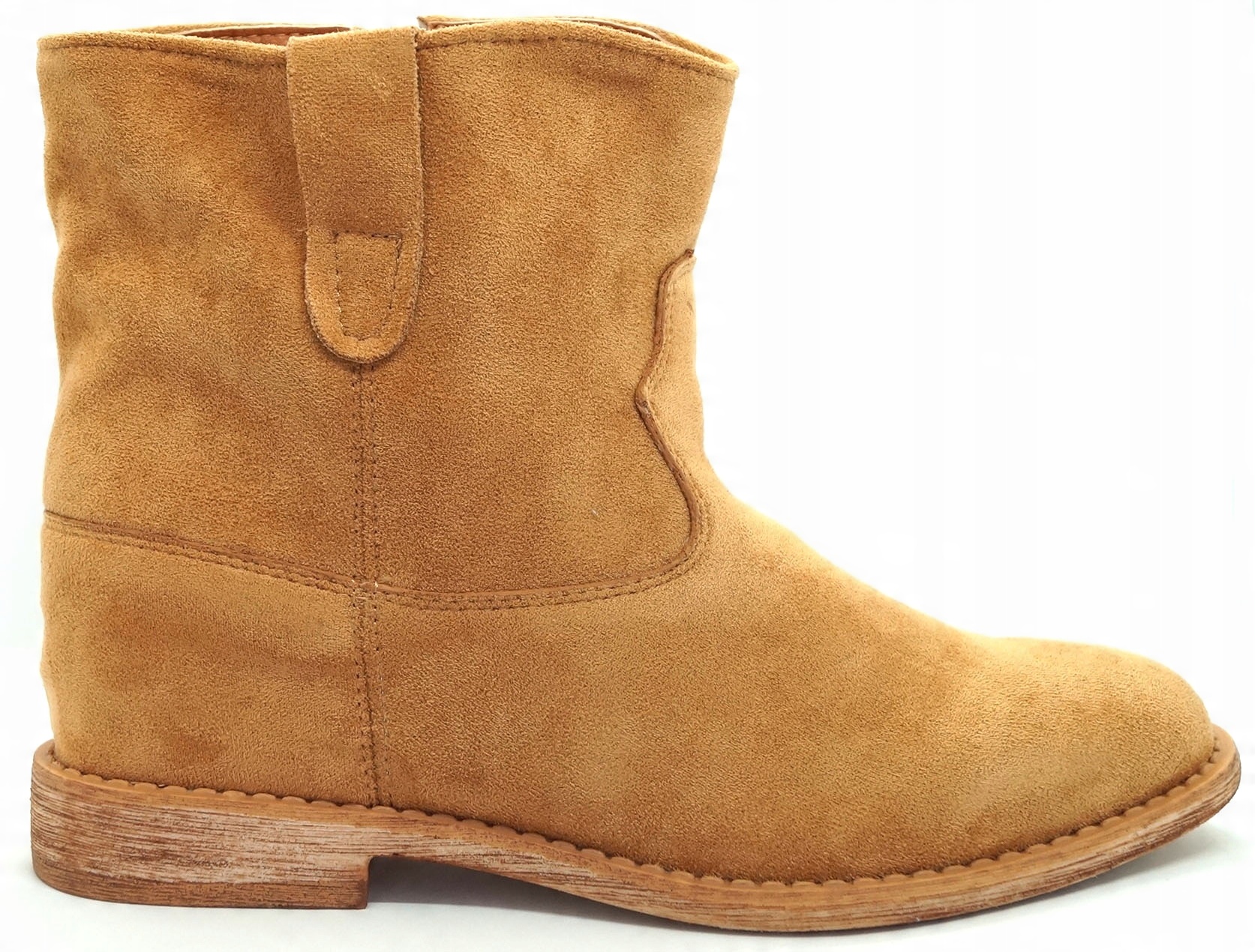 

Botki Damskie Zamsz Ocieplone Koturna Camel R38