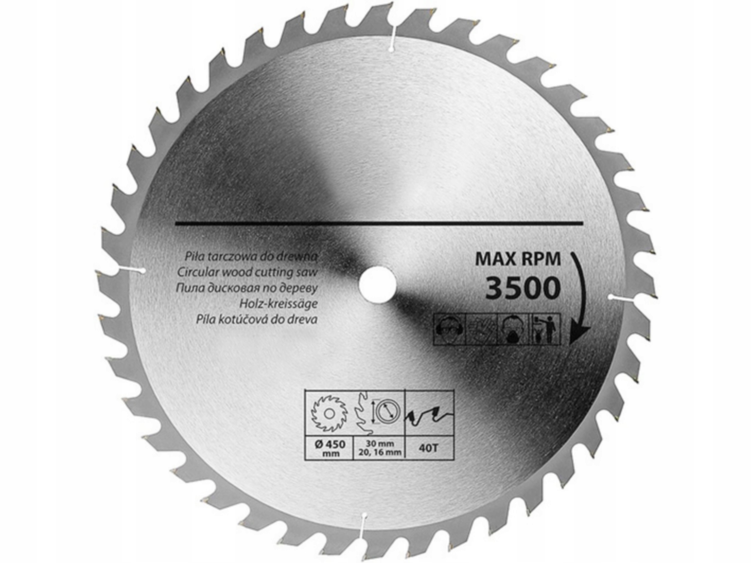Kotouč na řezání dřeva 450 x 30 mm 40 T zubů sintrový