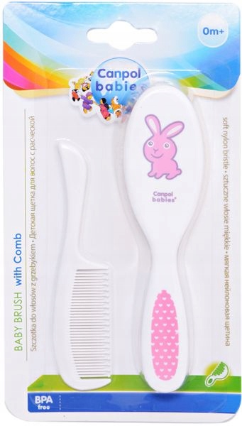 CANPOL SZCZOTKA + GRZEBYK DO WŁOSÓW MIĘKKA ZWIERZAKI RÓŻOWY 2/417 EAN (GTIN) 5903407024172