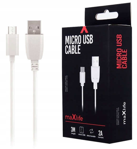 

Kabel Usb Micro Mikro Przewód 3m 2A do Smartfona