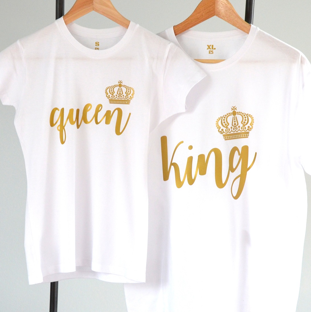 PREZENT NA WALENTYNKI KOSZULKI DLA PAR KING QUEEN Kolor wielokolorowy