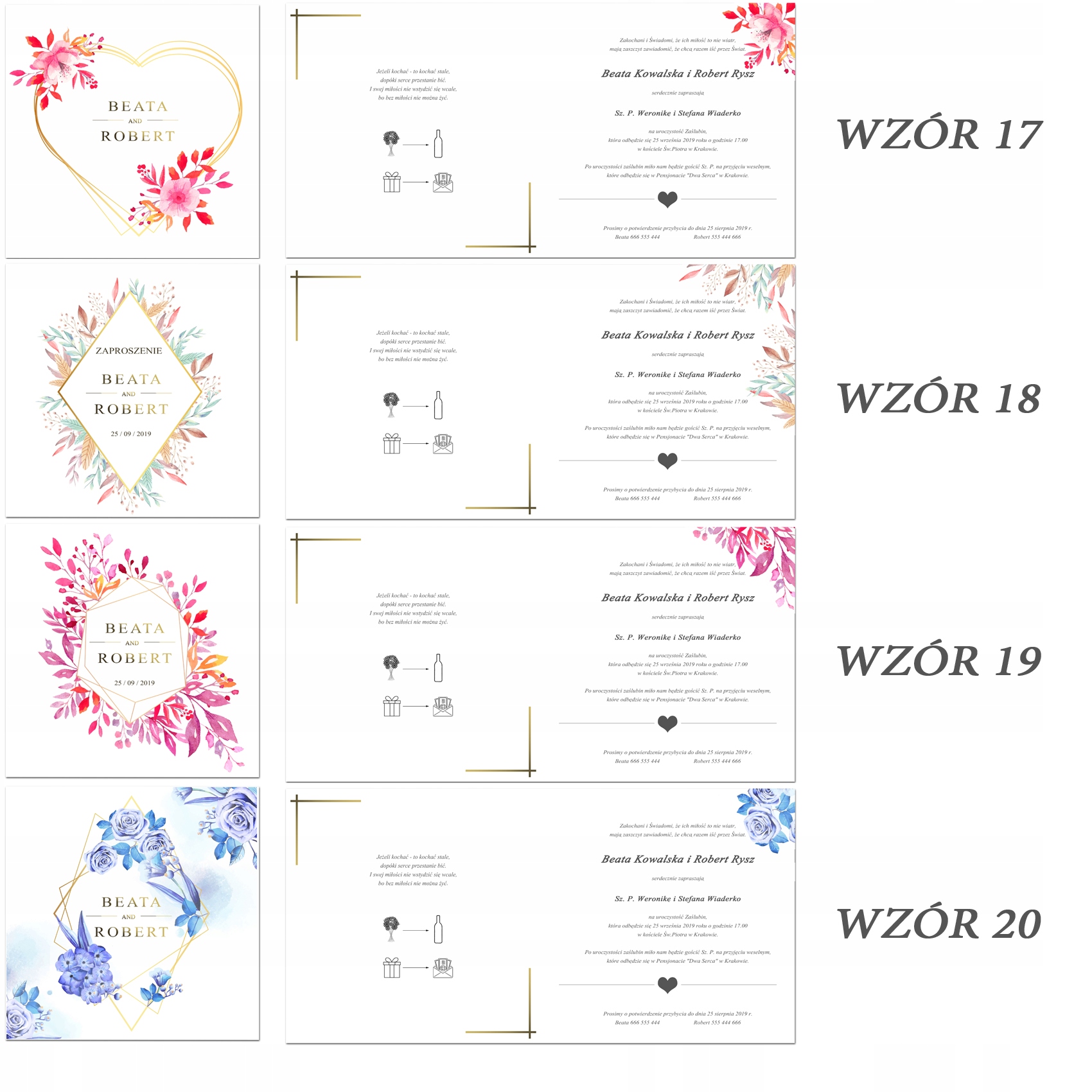 Zaproszenia Ślubne XL kwiaty koperta WZORY Liczba sztuk 1 szt.