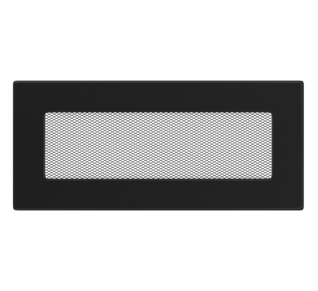 KRATKA KOMINKOWA WENTYLACYJNA 11x24 czarna z siatką metalowa z kieszenią