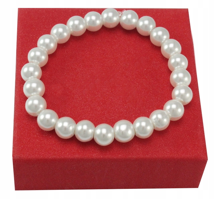 

Bransoletka Glamour Białe Szklane Perły 8 MM