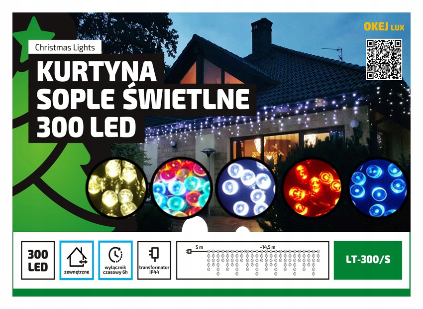 

Kurtyna Sople 300LED 15m Zewnętrzne Timer Czerwone