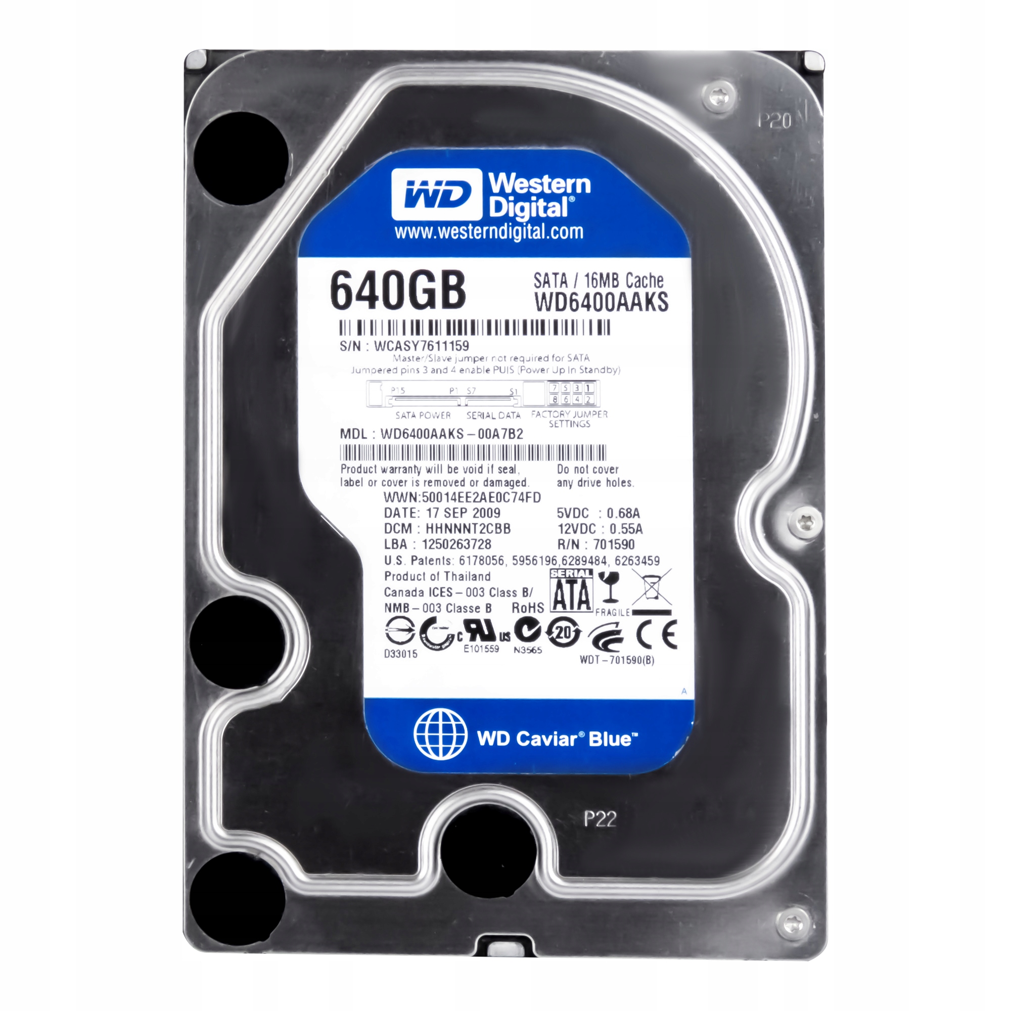 

Wd Blue 640GB 7.2k 16MB Sata II 3.5'' WD6400AAKS