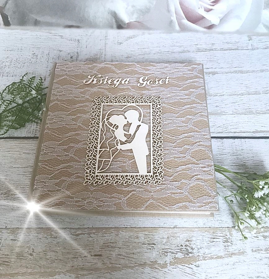 Księga gości album para - eko , len/ Kolor dominujący beże i brązy