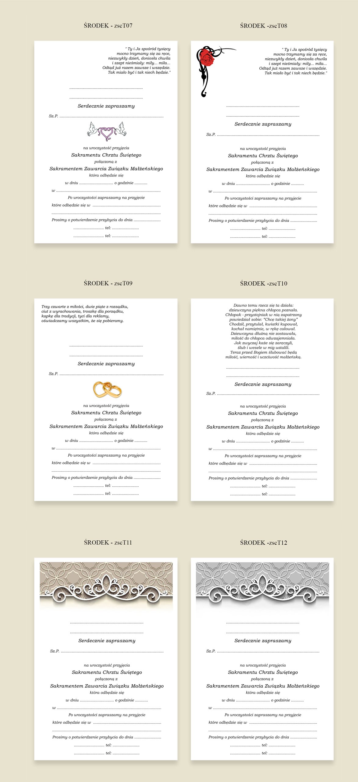 Zaproszenia na ŚLUB I CHRZEST 2 w 1 + KOPERTA Zdobienie brak