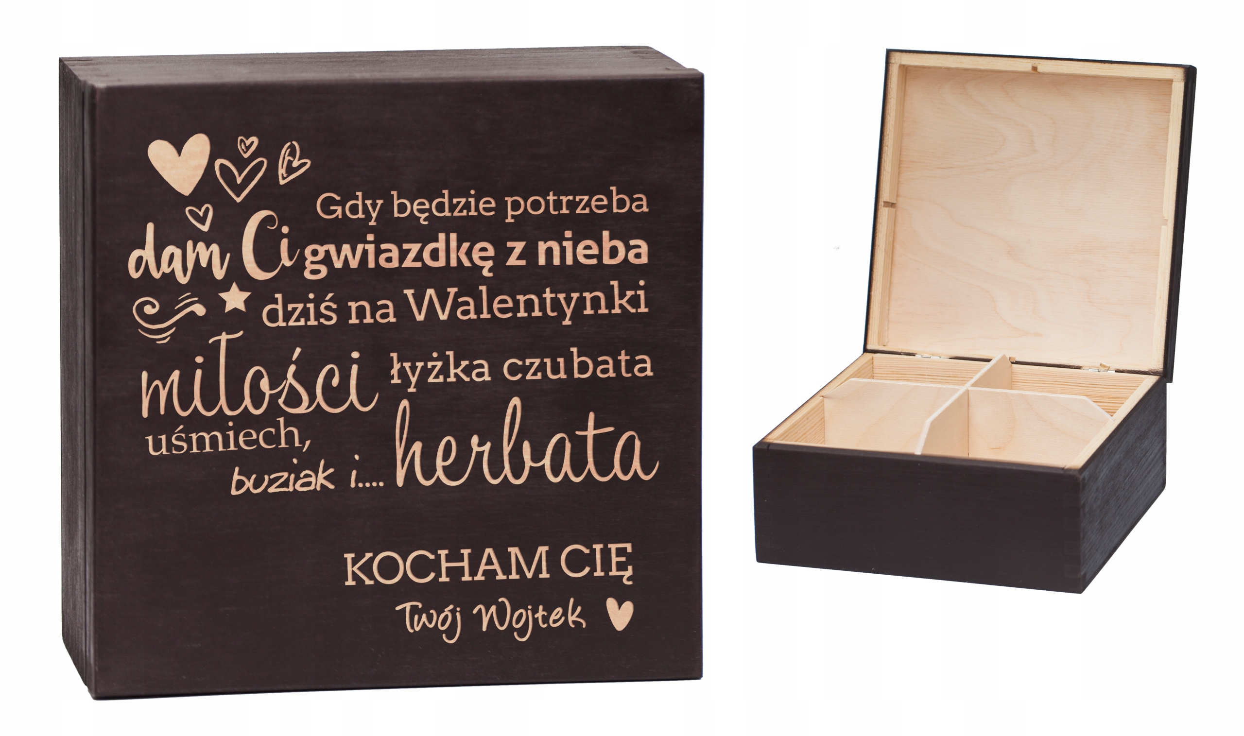 

Herbaciarka walentynki pudełko herbata grawer G16