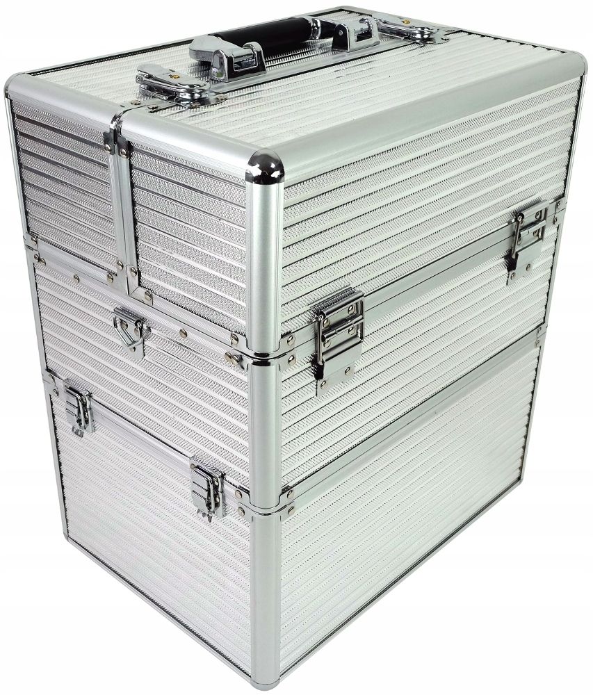 Kuferek Kosmetyczny XXL Na Lampę Frezarkę Kosmetyki Lakiery Srebrny