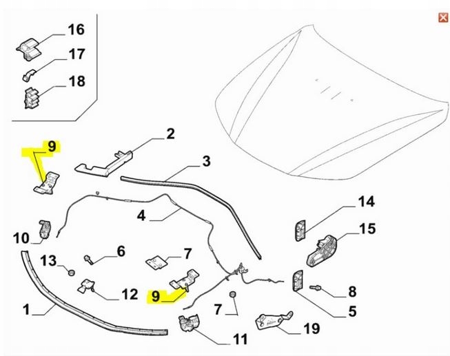 

Rygiel zaczep zamka maski Alfa Romeo Stelvio Lewy