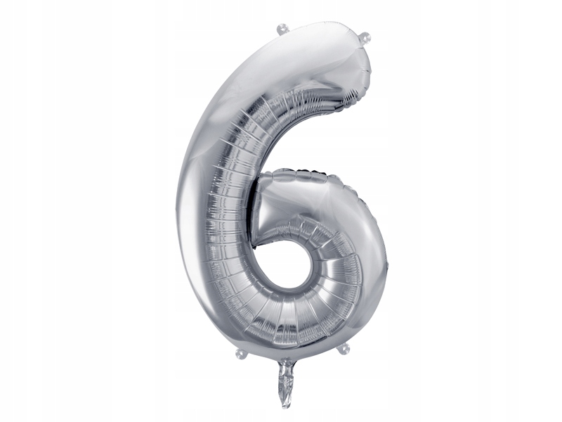 

Balon foliowy Cyfra 6 srebrna 86 cm