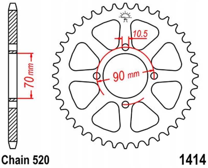 

Zębatka tylna 520 Jtr 41-43Z Kawasaki Kef 300 B
