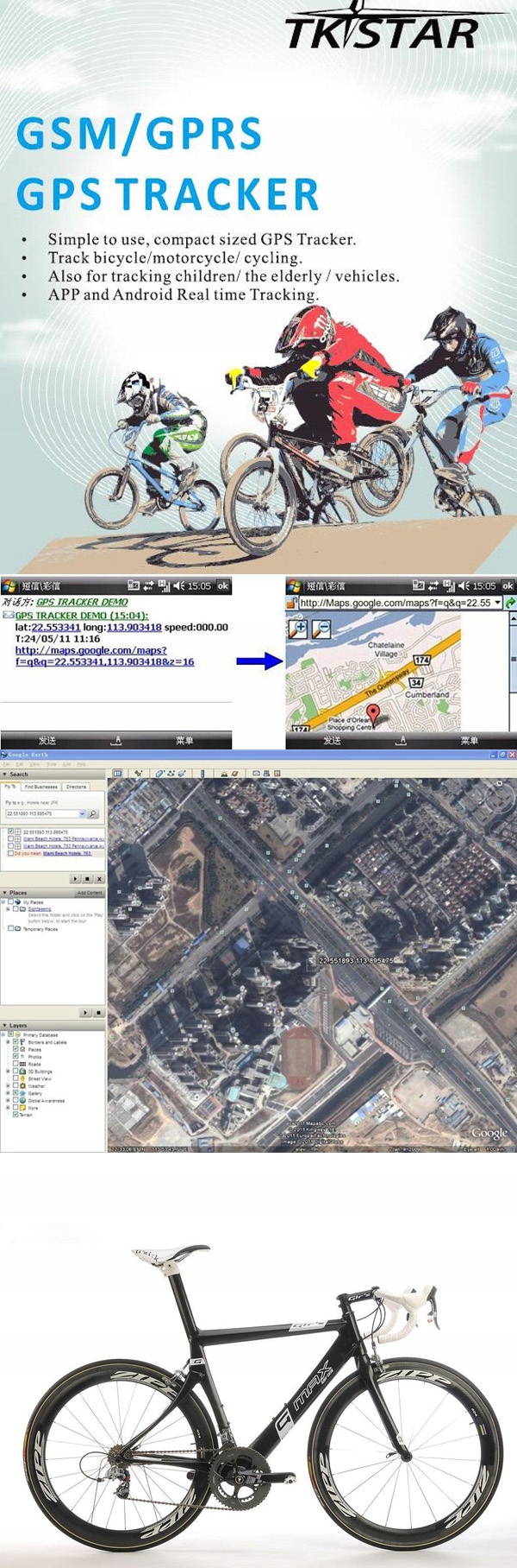 GPS Tracker Lampa LOKALIZATOR ROWERU SIM Rodzaj lokalizator GPS