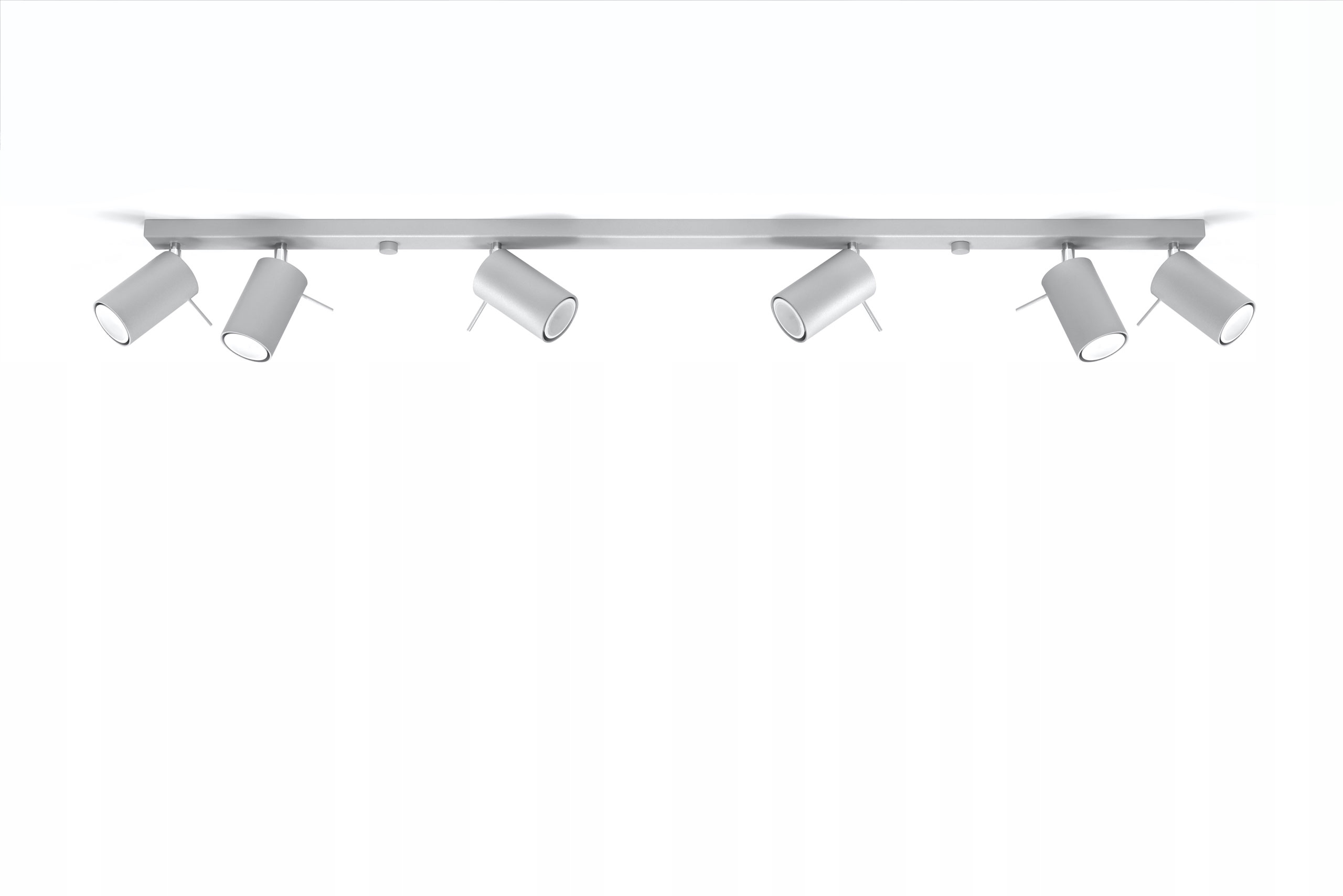 Veľké stropné osvetlenie RING6, šedé reflektory, lišta; do galérie, kancelárie