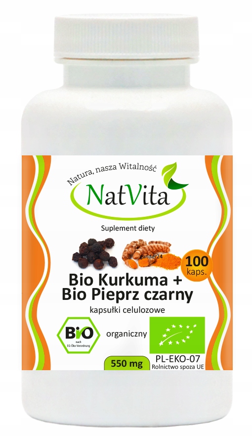 

NatVita Bio Kurkuma Bio Pieprz Czarny 100kap 550mg
