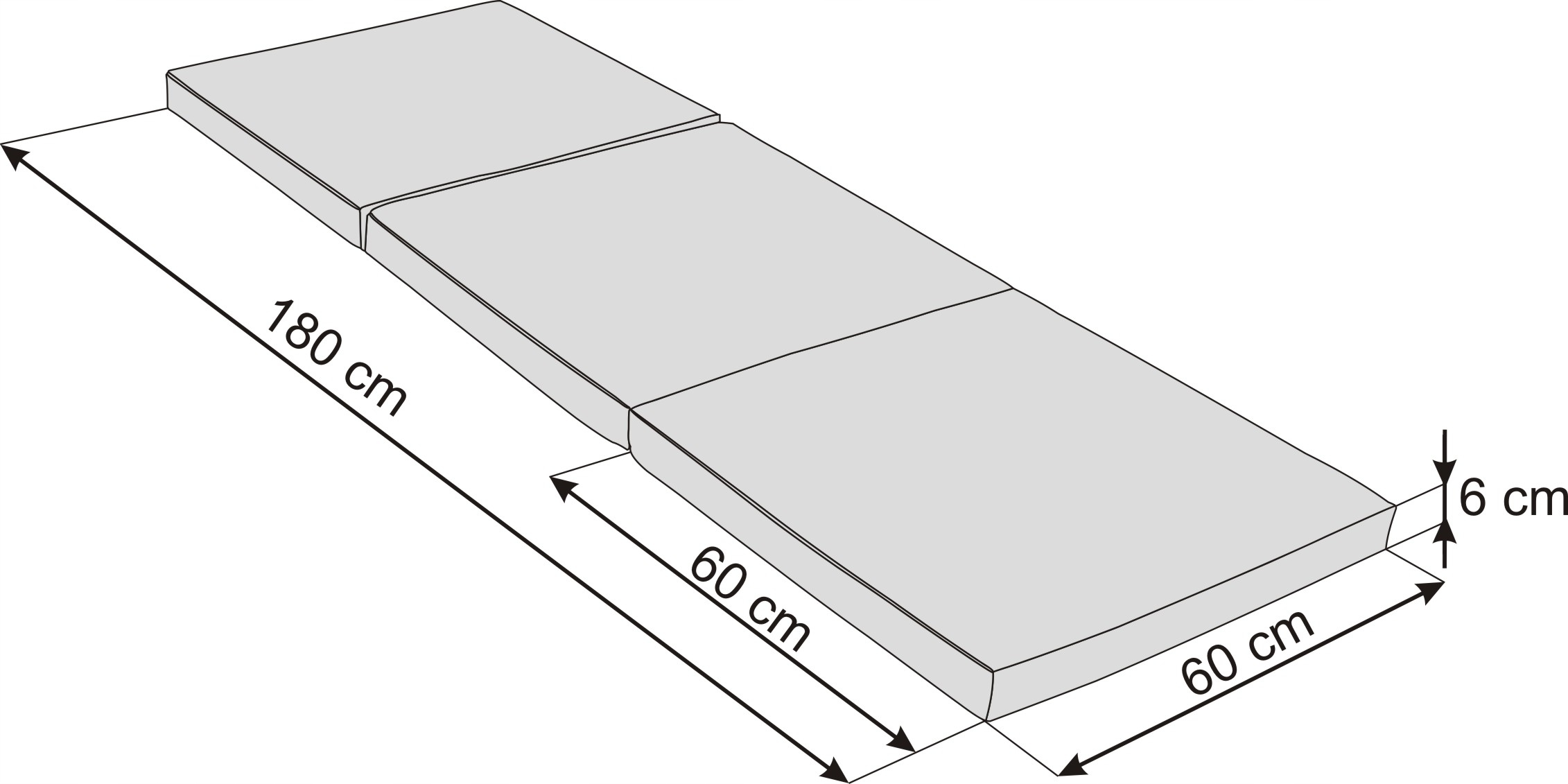 Skladací matrac - 180x60x6 cm Spanie pre hostí Model Alex R1