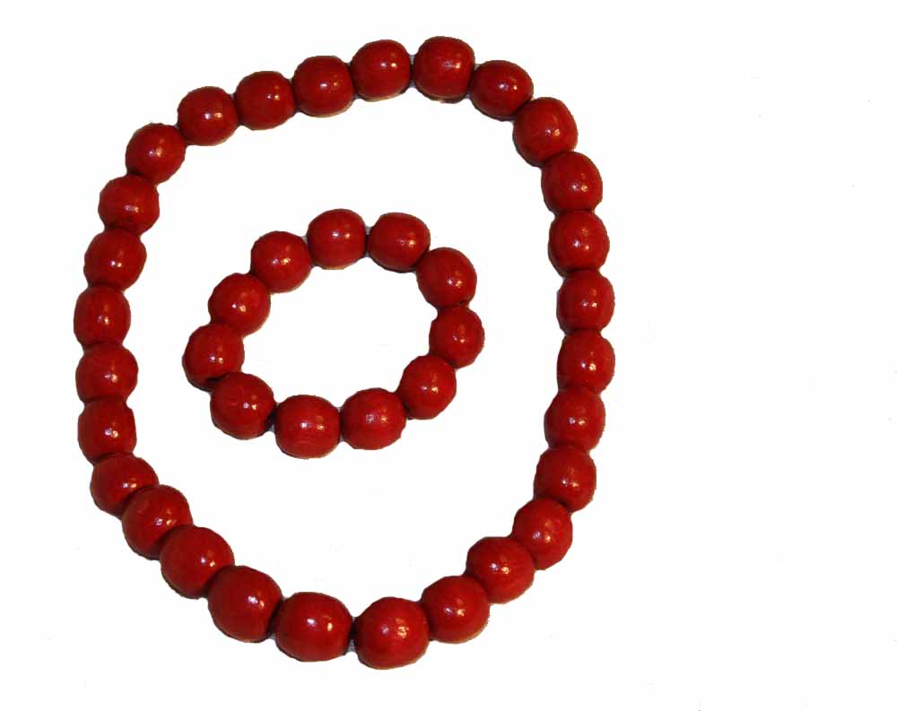 

Korale drewniane 2 cm bransoletka Czerwone