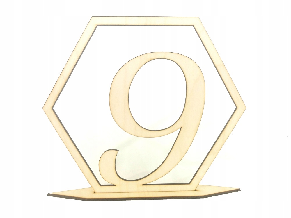 

Drewniane numery na stół, ślub, cyfry Heksagon W2