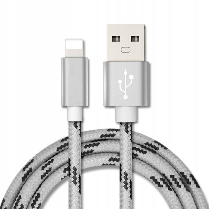

Kabel nylonowy 1m Usb Lightning biały Quickcharge