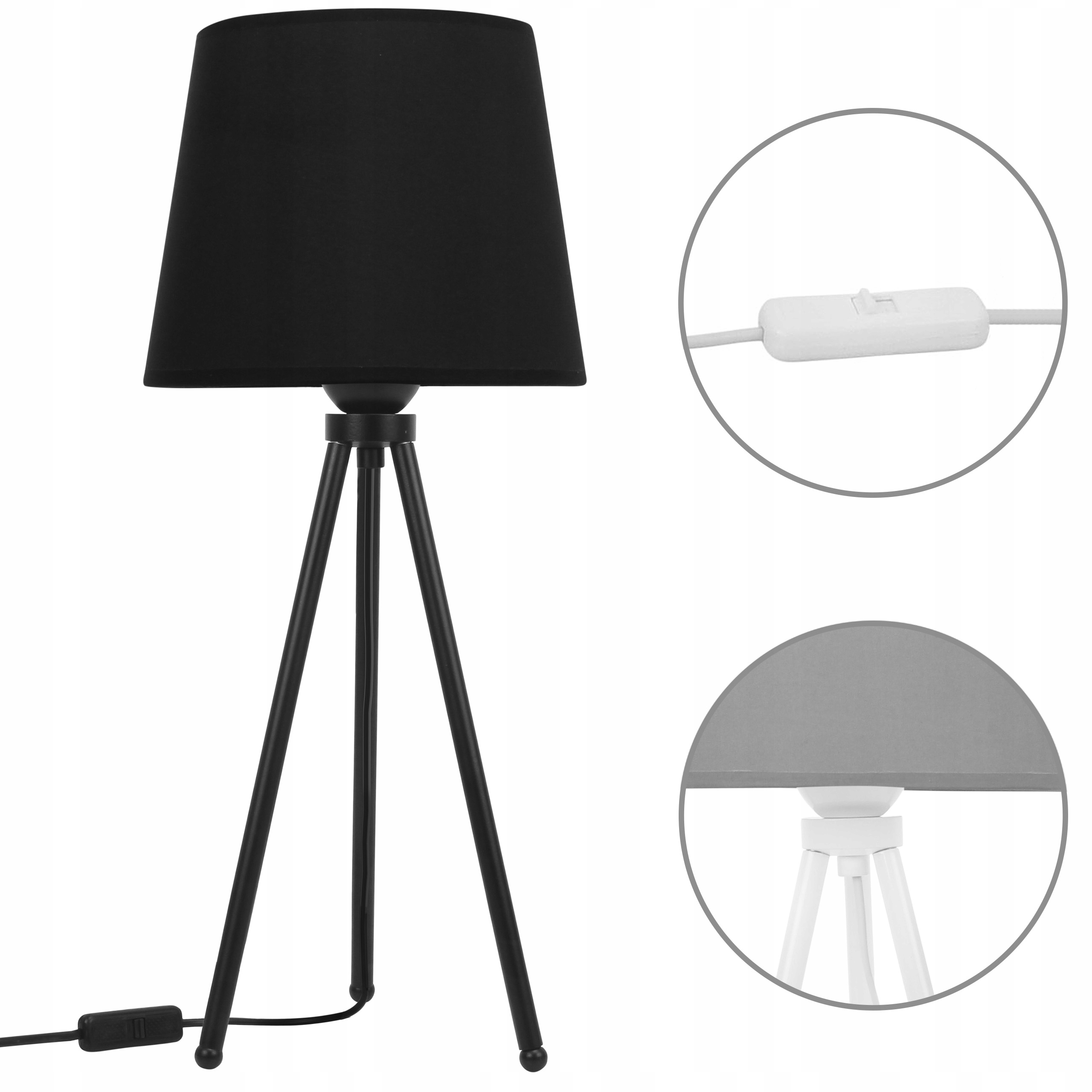 Lampa STOŁOWA stojąca NOCNA trójnóg 49cm E27 Maksymalna moc pojedynczego źródła światła 60 W