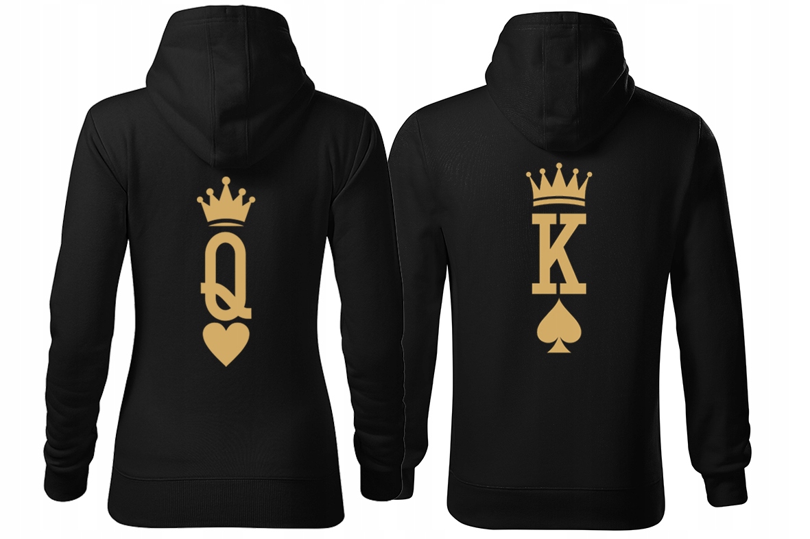 

Bluzy Dla Par Z Kapturem złoty nadruk King Queen M