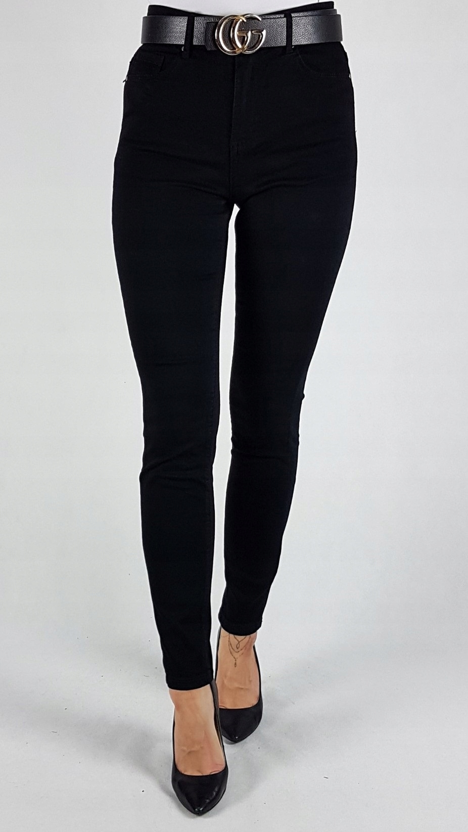 SPODNIE CZARNE GOODIES Z WYSOKIM STANEM ROZ 42/XL Stan (wysokość w pasie) wysoki