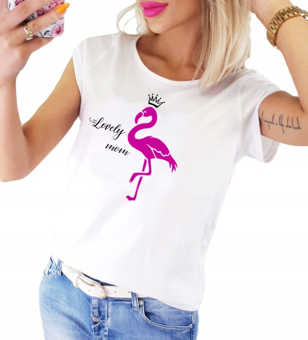 

Koszulka t-shirt z flamingiem damska