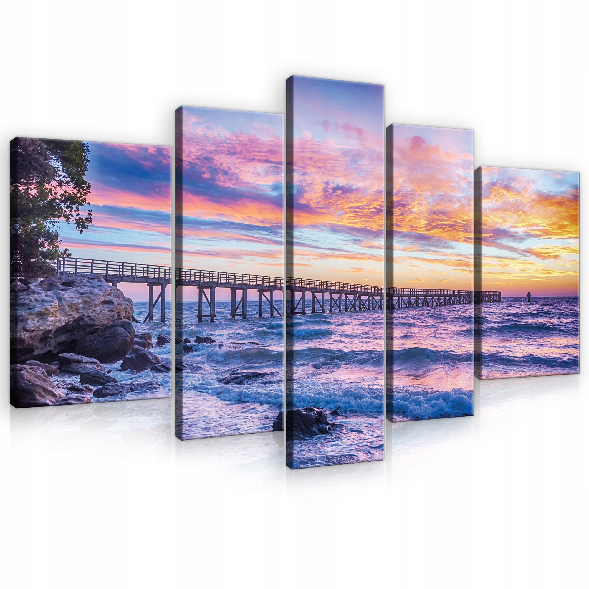 Obraz 5 Částečná Pláž Most Na Plátně Stěna Ložnice Obývací Pokoj 170x100