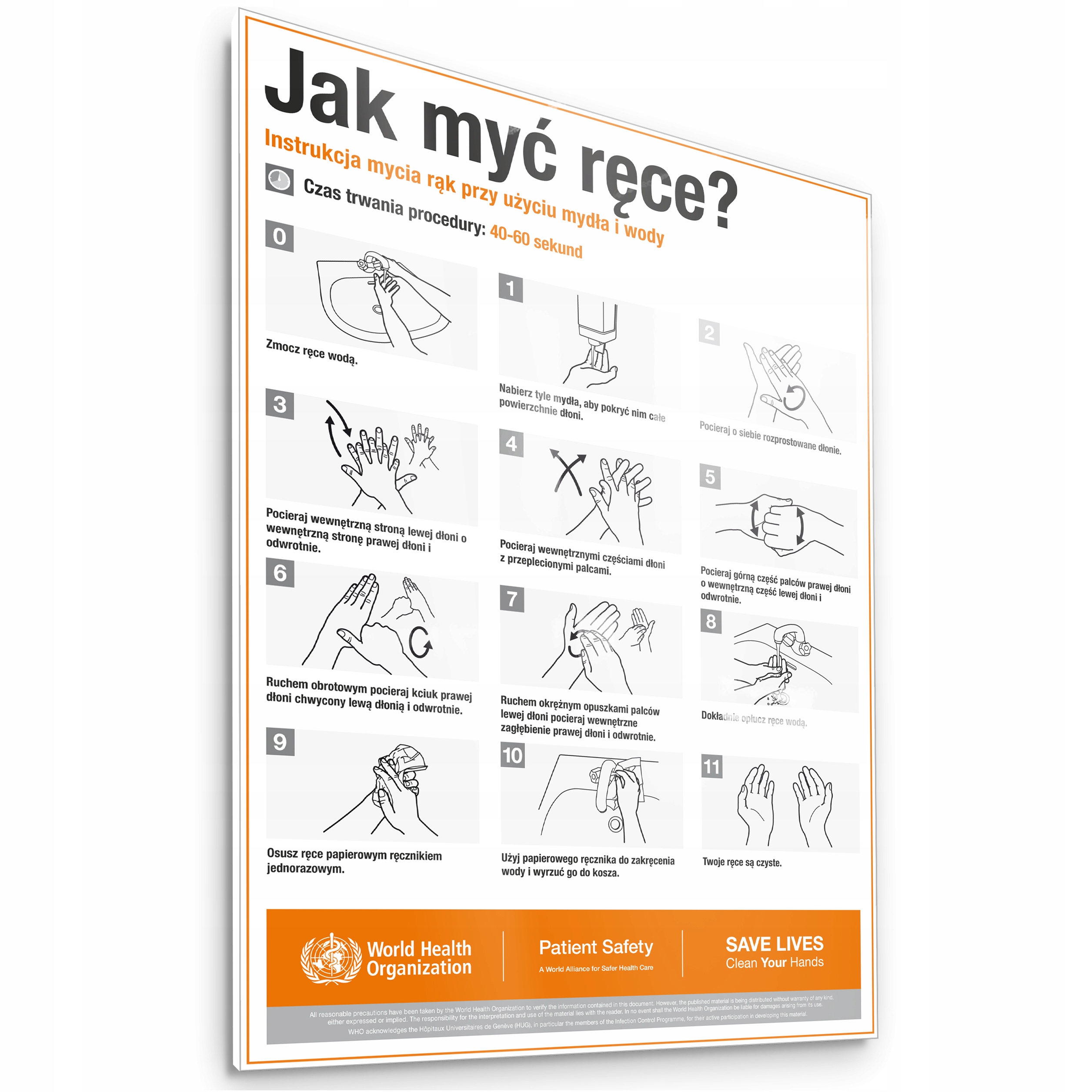 WHO Instrukcja Mycia Rąk Stop WIRUS Tablica A5 Tematyka inna