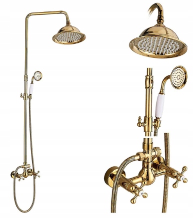 Sprchová Súprava S Dažďovou Sprchou Zlatá Retro